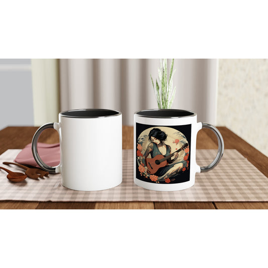 Finger Wave Guitar White 11oz Ceramic Mug with Black Inside