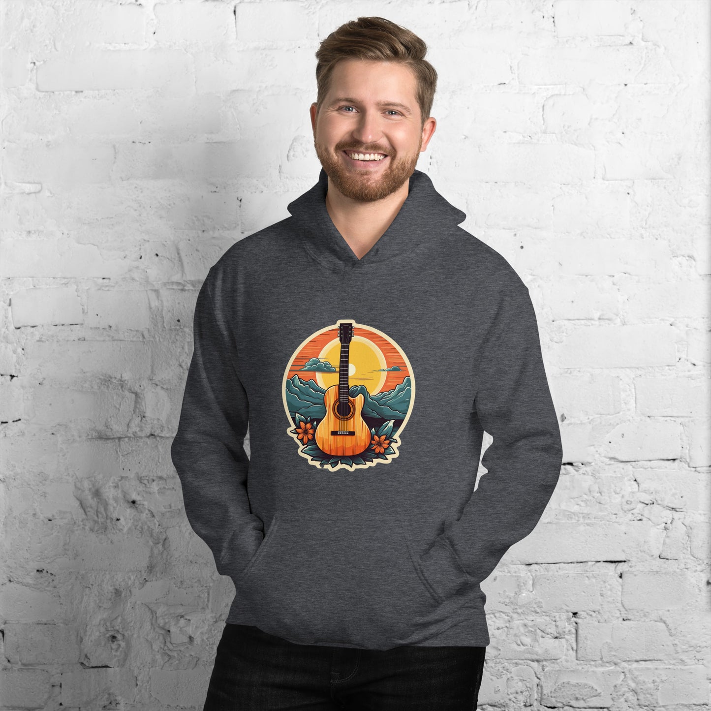 Sunset Mountains Guitar Heavy Blend Hoodie