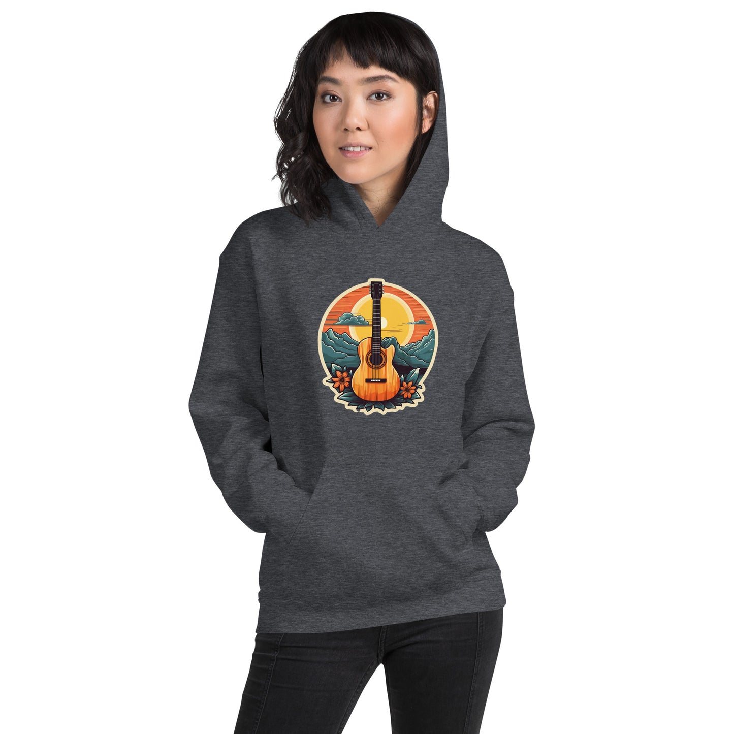 Sunset Mountains Guitar Heavy Blend Hoodie