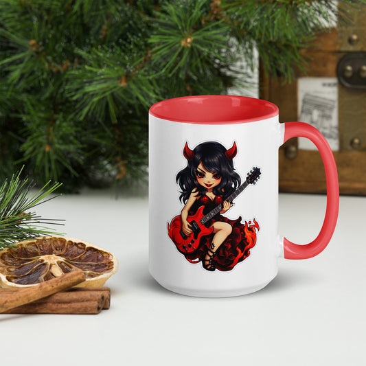 Devil Girl Guitar Mug with Color Inside